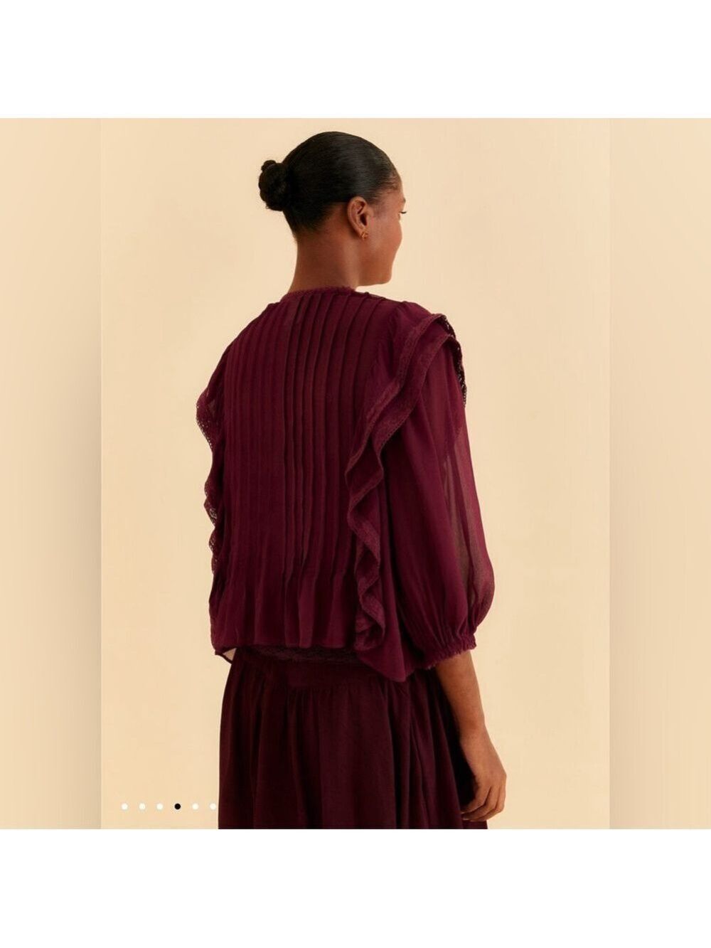 Farm Rio Burgundy Ruffle Blouse - Picture 7 of 9